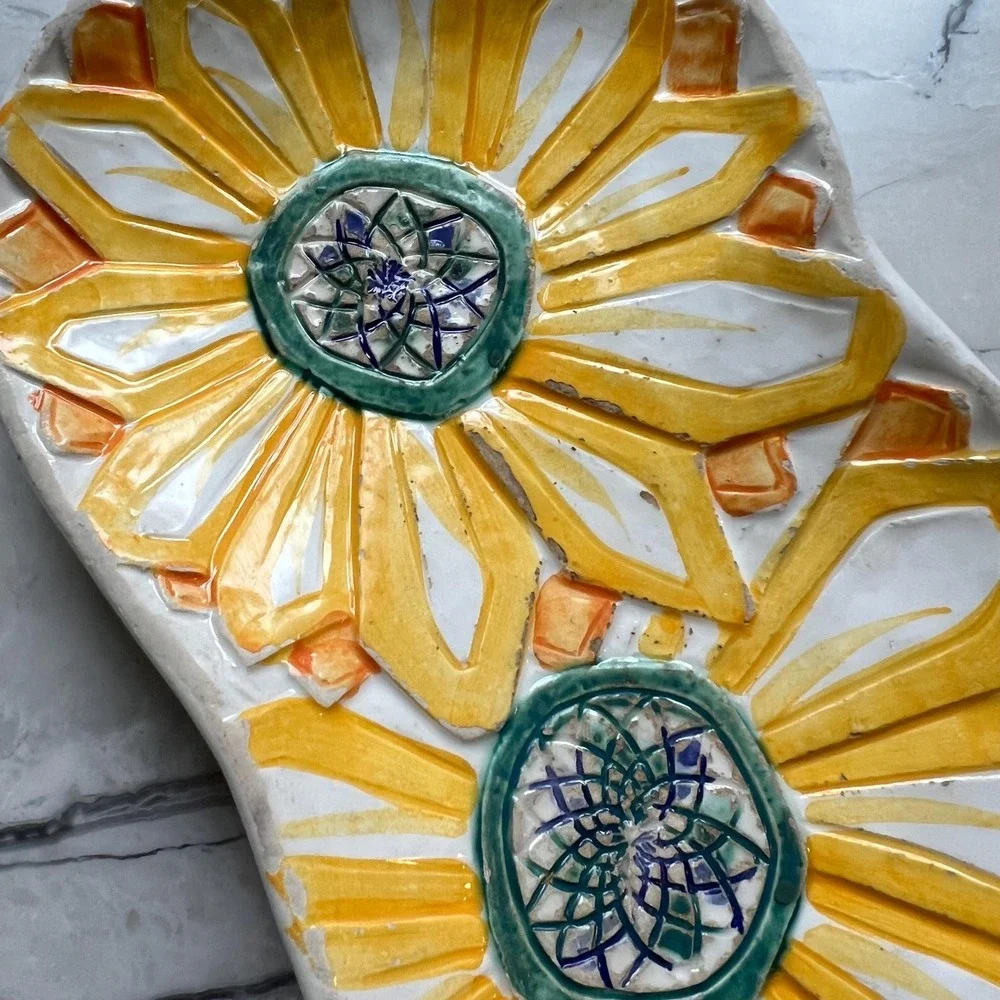 Sunflower spoonrest handmade in Italy‎